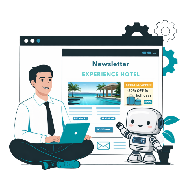 Illustration of AI tool for hotel marketing emails