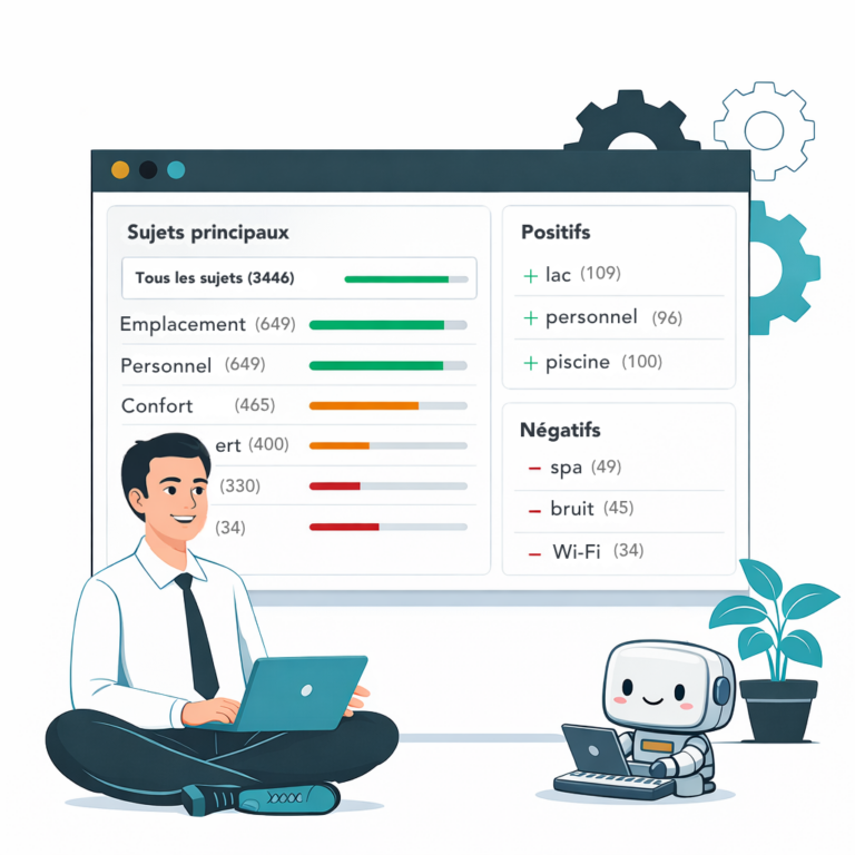 Exemple d'analyse sémantique d'avis d'hotel possible par IA