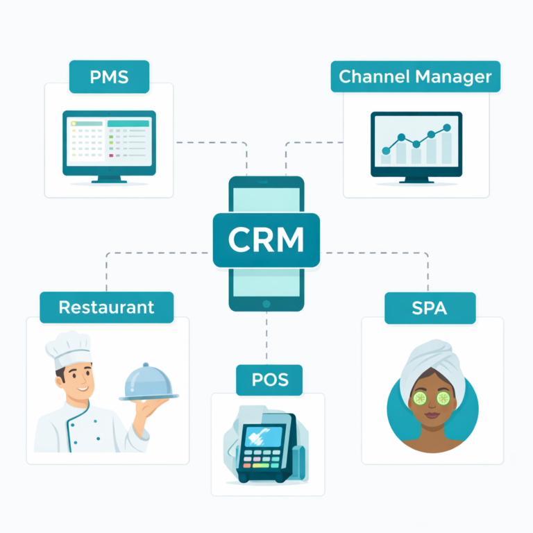 Illustration of a hotel crm connections