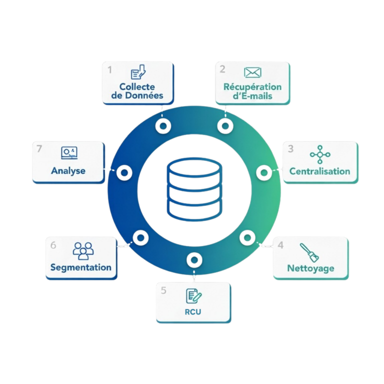 Schéma indiquant sur quels leviers de la base de données d'un hotel s'appuie le CRM