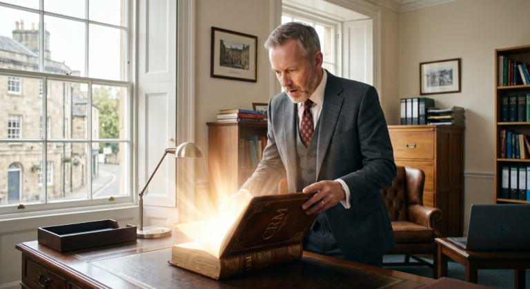 Hotel manager opening the ‘grimoire’ of hotel CRM